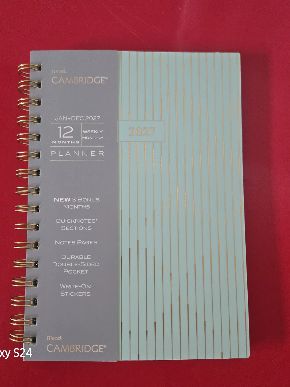 Cambridge 2027 Mint Planner with Gold Accents - Spiral Weekly & Monthly